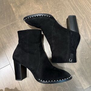 Stuart Weitzman Suede Ankle Boots with Pearl detail